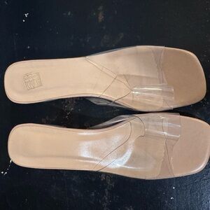 SHEIN Tan Clear Strap Sandals
